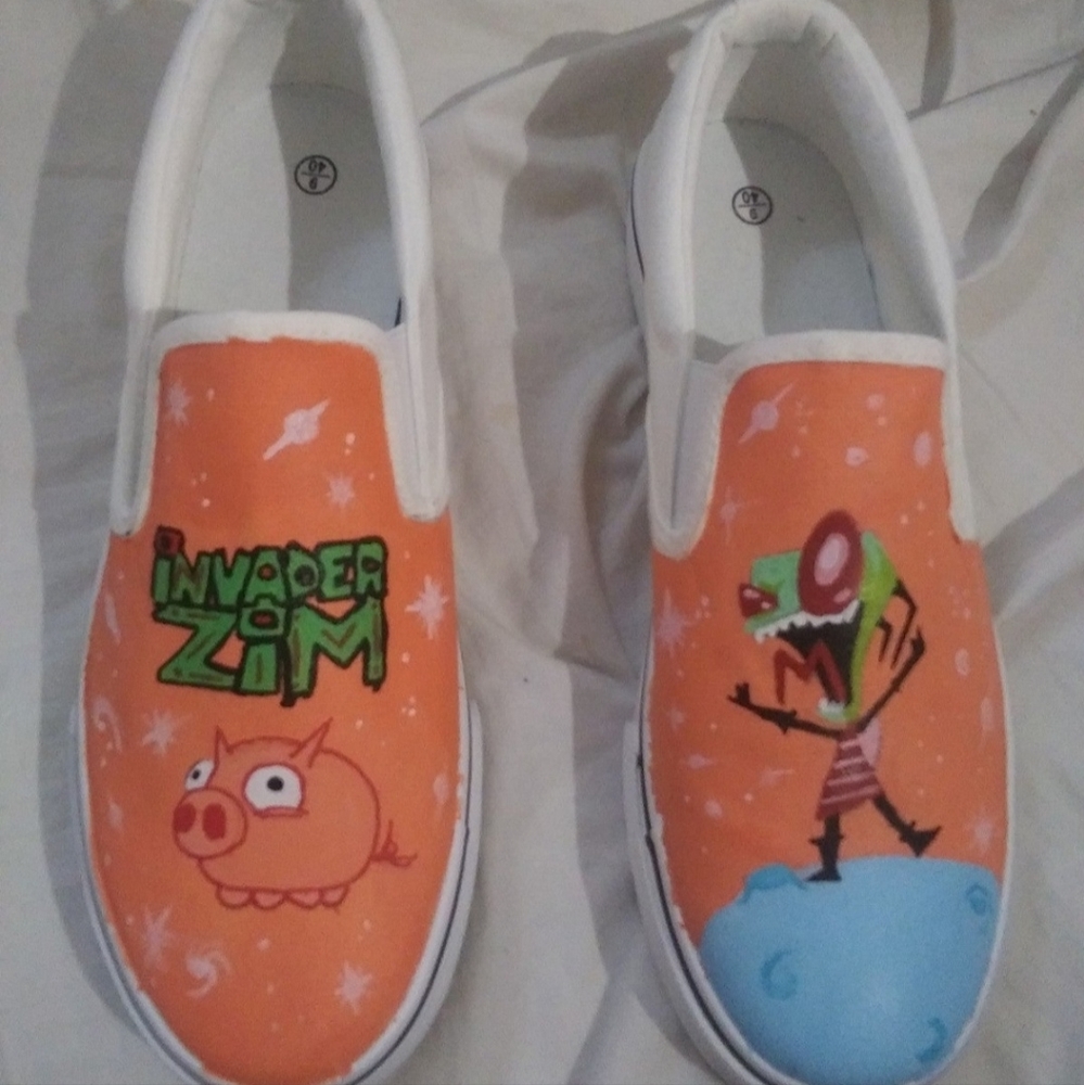 Invader Zim custom painted shoes